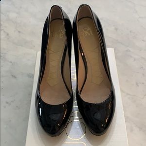 Joan & David Black Patent Pumps